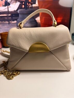 NWOT Ted Baker Cream Leather Top-Handle Satchel with Gold Hardware.  Never worn.